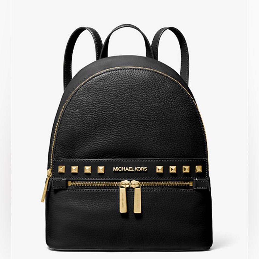 Michael Kors Black and Gold Studded Backpack